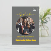 Elegantes Slate Gray Foto Spanisch Graduiert Ankündigung (Stehend Vorderseite)