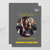 Elegantes Slate Gray Foto Spanisch Graduiert Ankündigung (Vorne/Hinten)