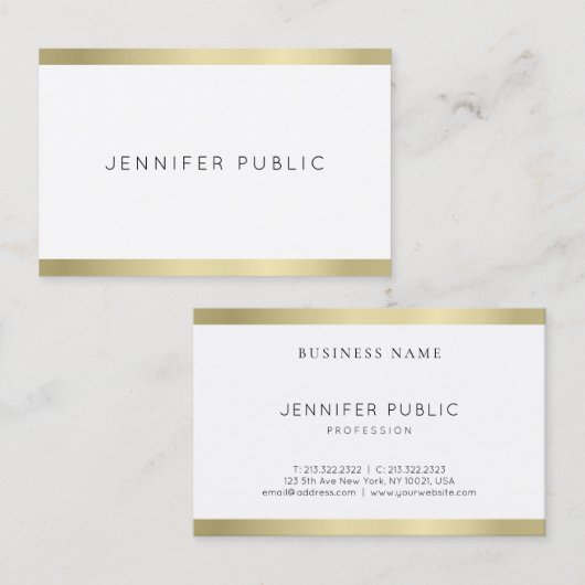 Elegantes Sleek Design Berufliches Schlichtes Gold Visitenkarte (Vorne/Hinten)