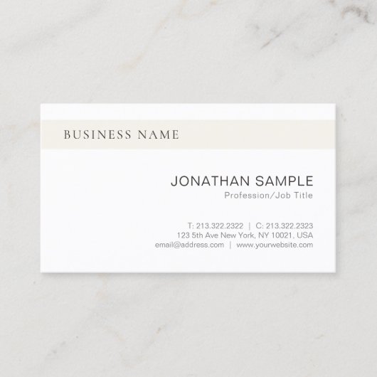 Elegantes Sleek Design Moderne Eleganz Schlicht Tr Visitenkarte (Vorderseite)