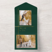 Elegantes Sleek Green/Gold Modernes Deko Style Fot All In One Einladung (Innen Boden)