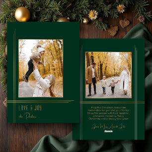 Elegantes Sleek Green/Gold Modernes Deko Style Fot Feiertagskarte