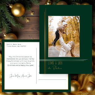Elegantes Sleek Green/Gold Modernes Deko Style Fot Feiertagspostkarte