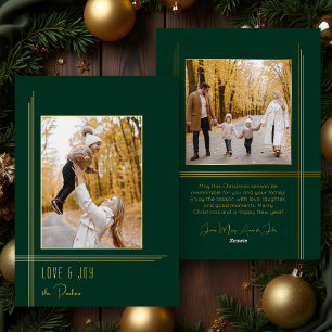 Elegantes Sleek Green/Gold Modernes Deko Style Fot Folien Feiertagskarte