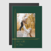 Elegantes Sleek Green/Gold Modernes Deko Style Fot Magnetkarte (Vorne/Hinten)