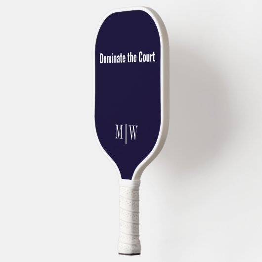 Elegantes Slogan Navy Blue & White | Modernes Mono Pickleball Schläger (Links)