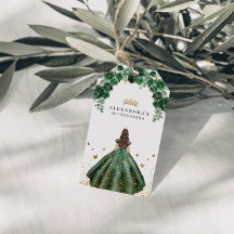 Elegantes Smaragd-Quinceañera-Florales-Faux-Foil