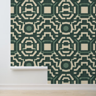 Elegantes smaragdfarbenes Labyrinth: Moderne Geome Tapete