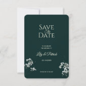 Elegantes Smaragdgrün Baby's Atem Save The Date (Vorderseite)