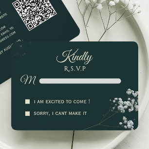 Elegantes Smaragdgrün Baby's Breath Hochzeit RSVP Karte