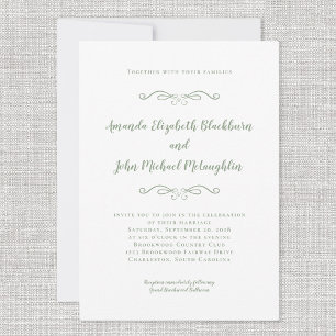 Elegantes Smaragdgrün formelle Hochzeit Einladung