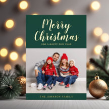 Elegantes Smaragdgrün Gold Schriftzug Weihnachtsfo