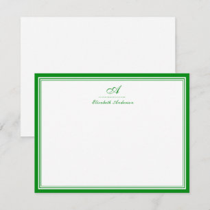 Elegantes Smaragdgrün-Monogramm Korrespondenz Mitteilungskarte