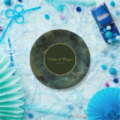 Elegantes Smaragdgrün und Gold Flecks Hochzeitspap Pappteller (Party)