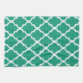 Elegantes Smaragdgrünes Fliesen-Muster Geschirrtuch (Horizontal)