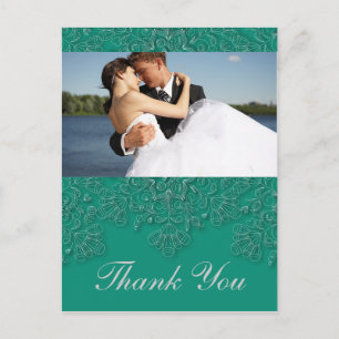Elegantes smaragdgrünes Foto für Hochzeit Postkarte