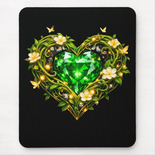 Elegantes Smaragdgrünes Herz Luxus-Maus Mousepad (Vorne)