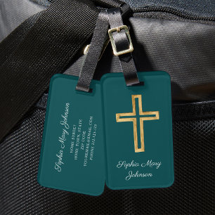Elegantes Smaragdgrünes Kreuz Gepäckanhänger