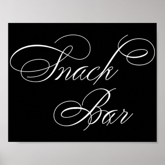 Elegantes Snack Bar White Script | Horizontale Tab Poster (Vorne)