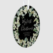 Elegantes Snowberry Baby's First Christmas Foto Ornament (Vorderseite)
