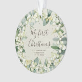 Elegantes Snowberry Baby's First Christmas Foto Ornament (Vorderseite)