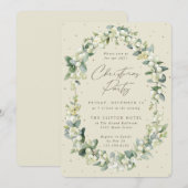 Elegantes Snowberry+Eukalyptus Rahmen Weihnachtsge Einladung (Vorne/Hinten)