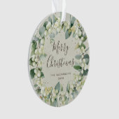 Elegantes Snowberry Frohe Weihnachtsfamilie Foto Ornament (Vorderseite)