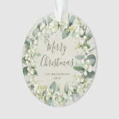 Elegantes Snowberry Frohe Weihnachtsfamilie Foto Ornament (Vorderseite)