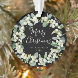 Elegantes Snowberry Frohe Weihnachtsfamilie Foto Ornament
