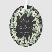 Elegantes Snowberry Frohe Weihnachtsfamilie Foto Ornament (Vorderseite)
