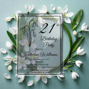 Elegantes Snowdrops 21. Geburtstag Party Acryleinladungen
