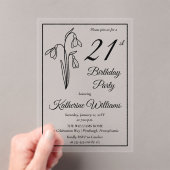 Elegantes Snowdrops 21. Geburtstag Party Acryleinladungen (Insitu (Handheld))