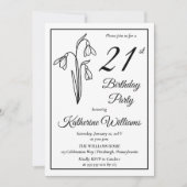 Elegantes Snowdrops 21. Geburtstag Party Einladung (Vorderseite)