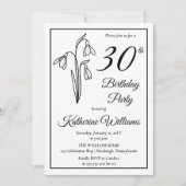 Elegantes Snowdrops 30. Geburtstag Party Einladung (Vorderseite)