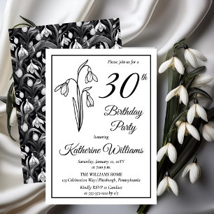 Elegantes Snowdrops 30. Geburtstag Party Einladung