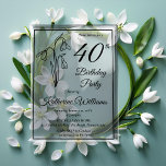Elegantes Snowdrops 40. Geburtstags-Party Acryleinladungen<br><div class="desc">Elegantes Schneevergnügen im Blumen-Design "40. Geburtstag Party" mit einem Blumenmotiv im Schneefall.</div>