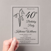 Elegantes Snowdrops 40. Geburtstags-Party Acryleinladungen (Insitu (Handheld))