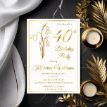 Elegantes Snowdrops 40. Geburtstags-Party gestempe Folieneinladung<br><div class="desc">Elegantes Schneevergnügen im Blumen-Design "40. Geburtstag Party" mit einem Blumenmotiv im Schneefall.</div>