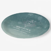 Elegantes Snowflake-Brautparty Pappteller (Schrägansicht)