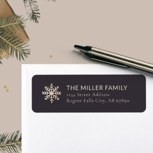 Elegantes Snowflake Dark Return Address Label