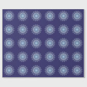 Elegantes Snowflake Mandala Blue Wrapping Paper Geschenkpapier (Flach)