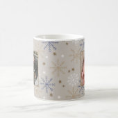 Elegantes Snowflake Muster Beige 2 Foto Kaffeetasse (Mittel)