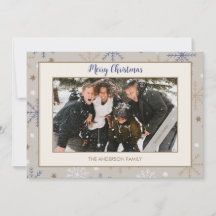 Elegantes Snowflake-Muster Beige Family Foto