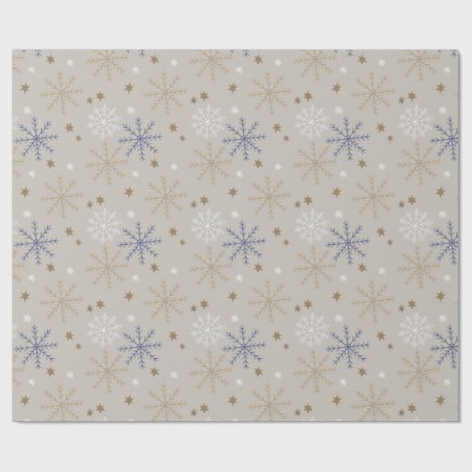 Elegantes Snowflake-Muster Beige Geschenkpapier (Flach)