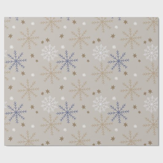 Elegantes Snowflake-Muster Beige Geschenkpapier (Flach)