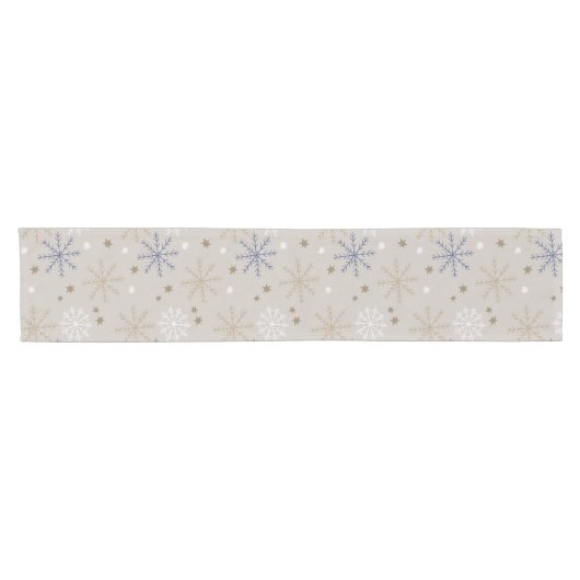 Elegantes Snowflake-Muster Beige Kurzer Tischläufer (Horizontal)