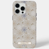 Elegantes Snowflake Muster Beige Pesonalized Case-Mate iPhone Hülle (Rückseite)