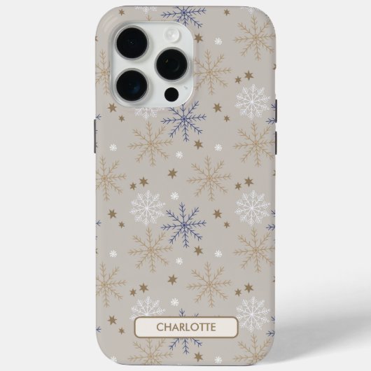 Elegantes Snowflake Muster Beige Pesonalized Case-Mate iPhone Hülle (Rückseite)