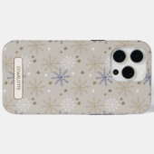 Elegantes Snowflake Muster Beige Pesonalized Case-Mate iPhone Hülle (Rückseite (Horizontal))