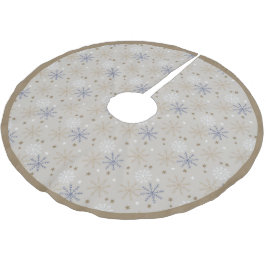 Elegantes Snowflake-Muster Beige Polyester Weihnachtsbaumdecke
